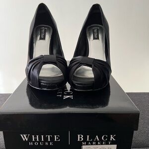 White House Black Market Women's Black Peep Toe Heels